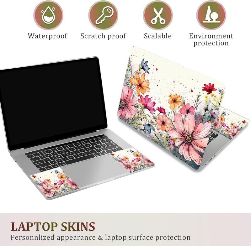 ARTSO Laptop Skin Sticker Decal,16.5 17 17.3inch Laptop Netbook PC Notebook Universal Vinyl Reusable Skin Sticker Cover Personalized Art Case Protector, Flowers Plants - Image 3